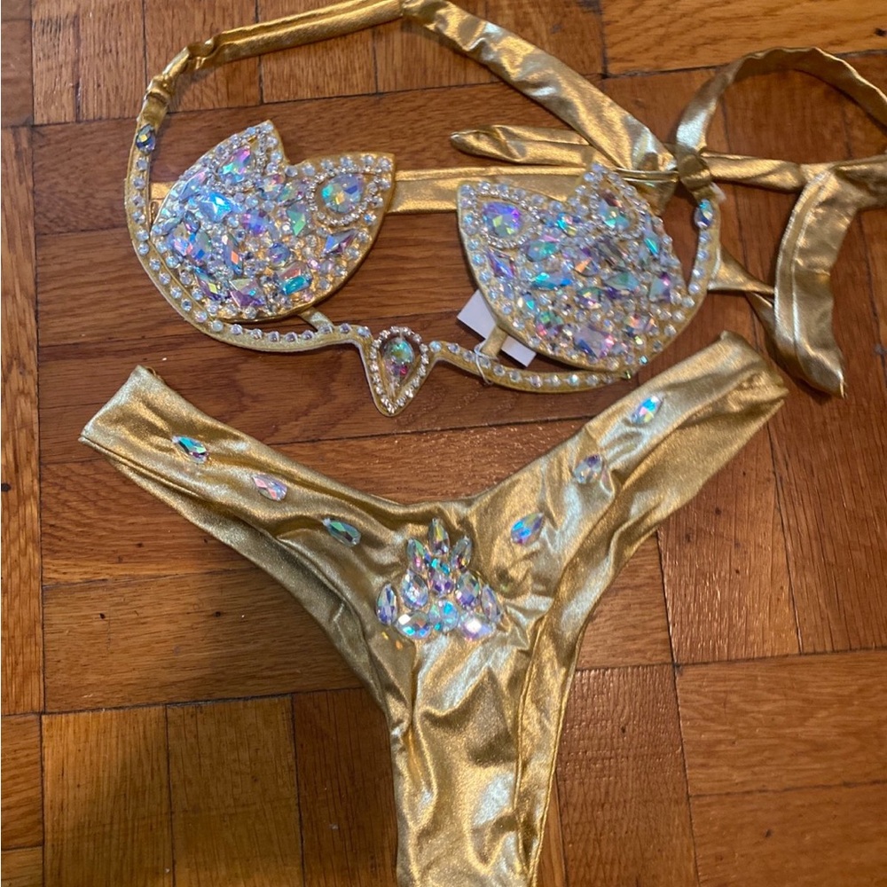 Gold Embellished Bikini Set